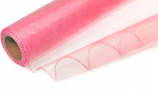 

Organza organtyna obszywana 40cm/8m Ślub J.różowa