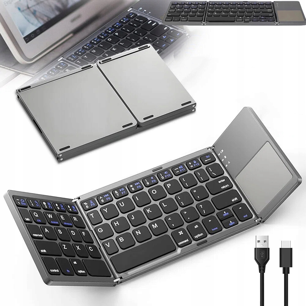 Klawiatura Bezprzewodowa Bluetooth Składana do Tabletu Touchpad Klawiatura