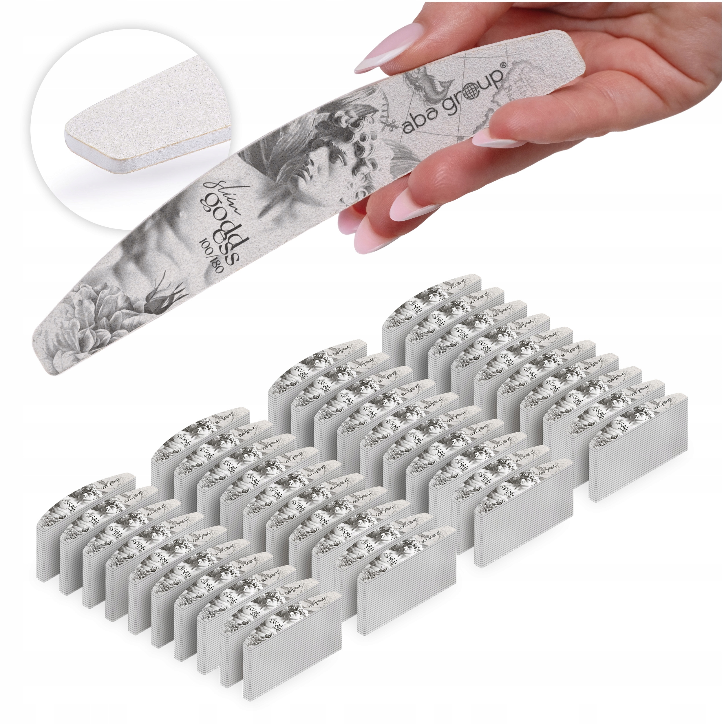 pilník na nehty Loďka Půlměsíc 100/180 Slim 1000 kusů Aba Group