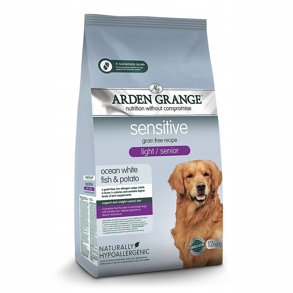 Arden Grange Sensitive Senior Light 12 kg bílé oceánské ryby bez obilovin