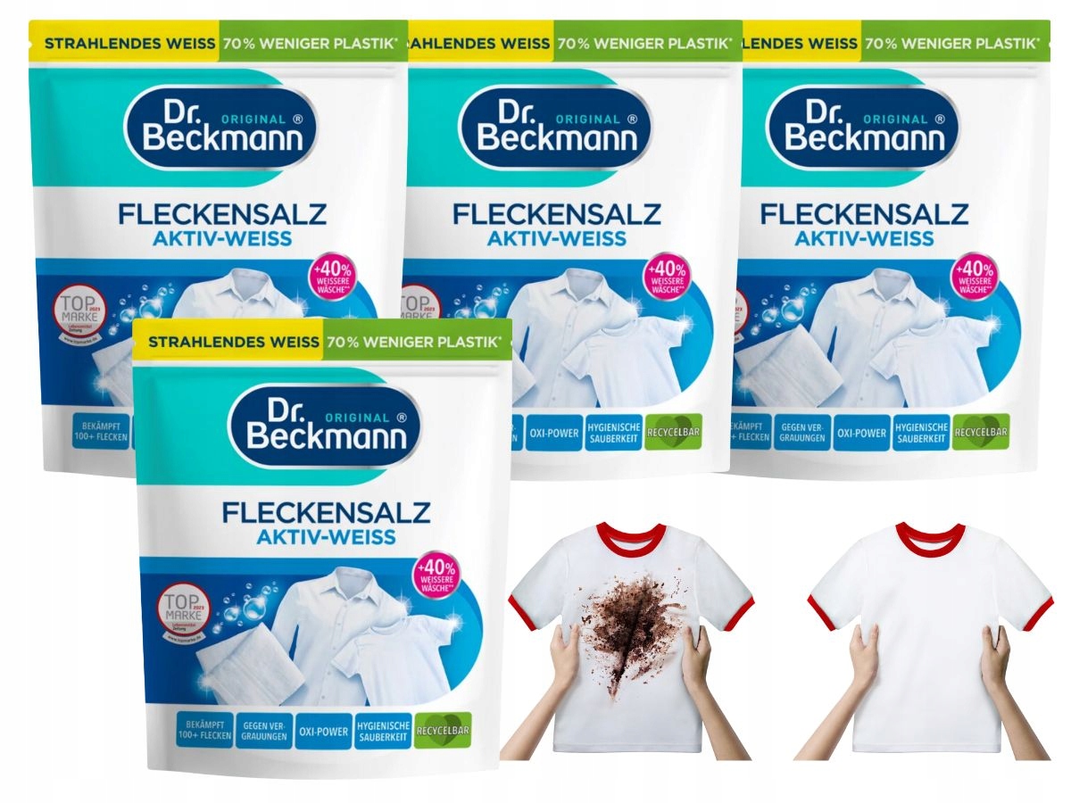 Levně Dr. Beckmann Sůl Na Odstraňování Skvrn Na Bílé Prádlo Odstraňovač Skvrn Na Tkaniny 4x 400 g