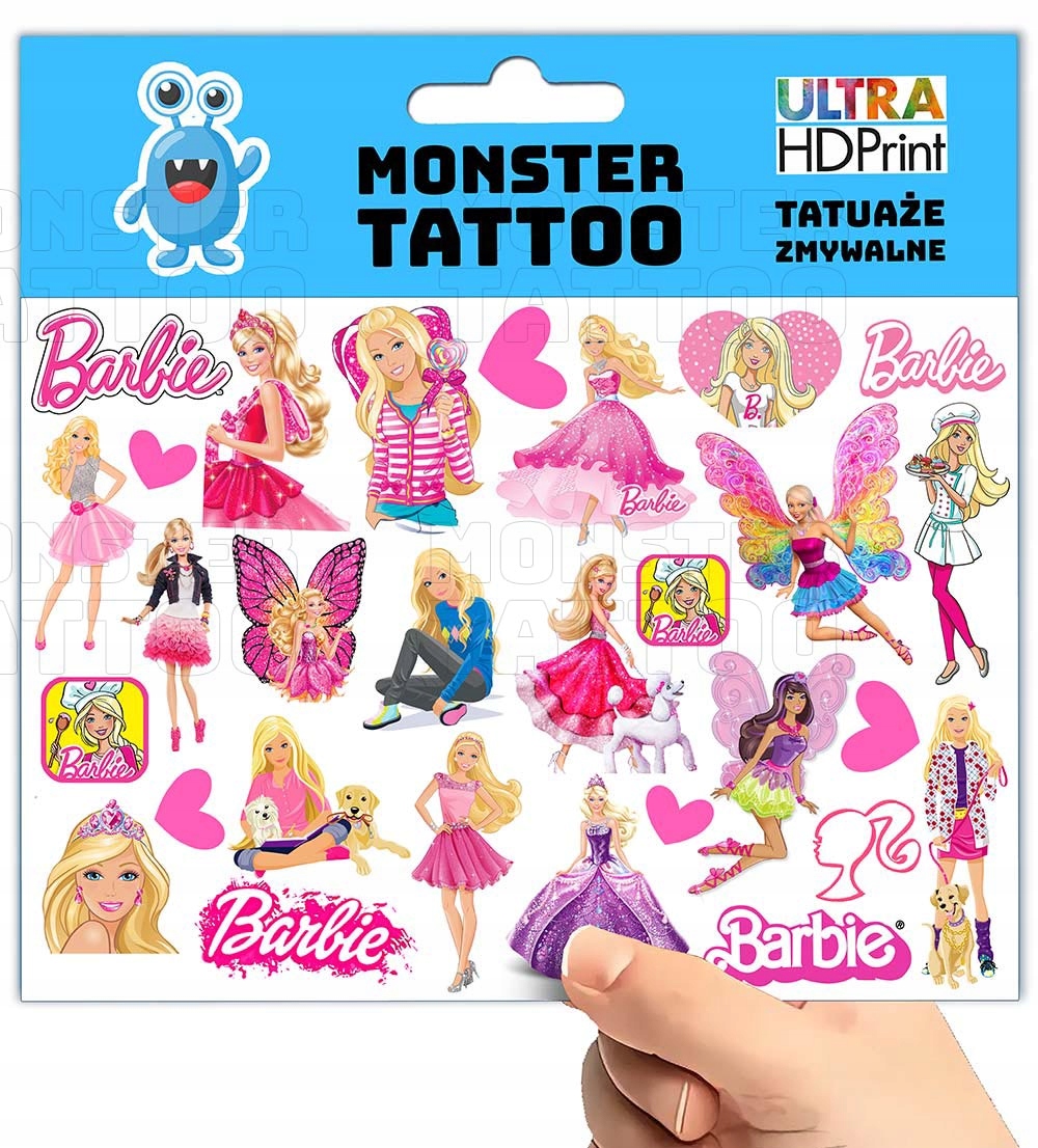 TATUAŻE TYMCZASOWE TYMCZASOWE DLA DZIECI DZIECIĘCE BARBIE WZORY ORYGINALNE Marka Inna