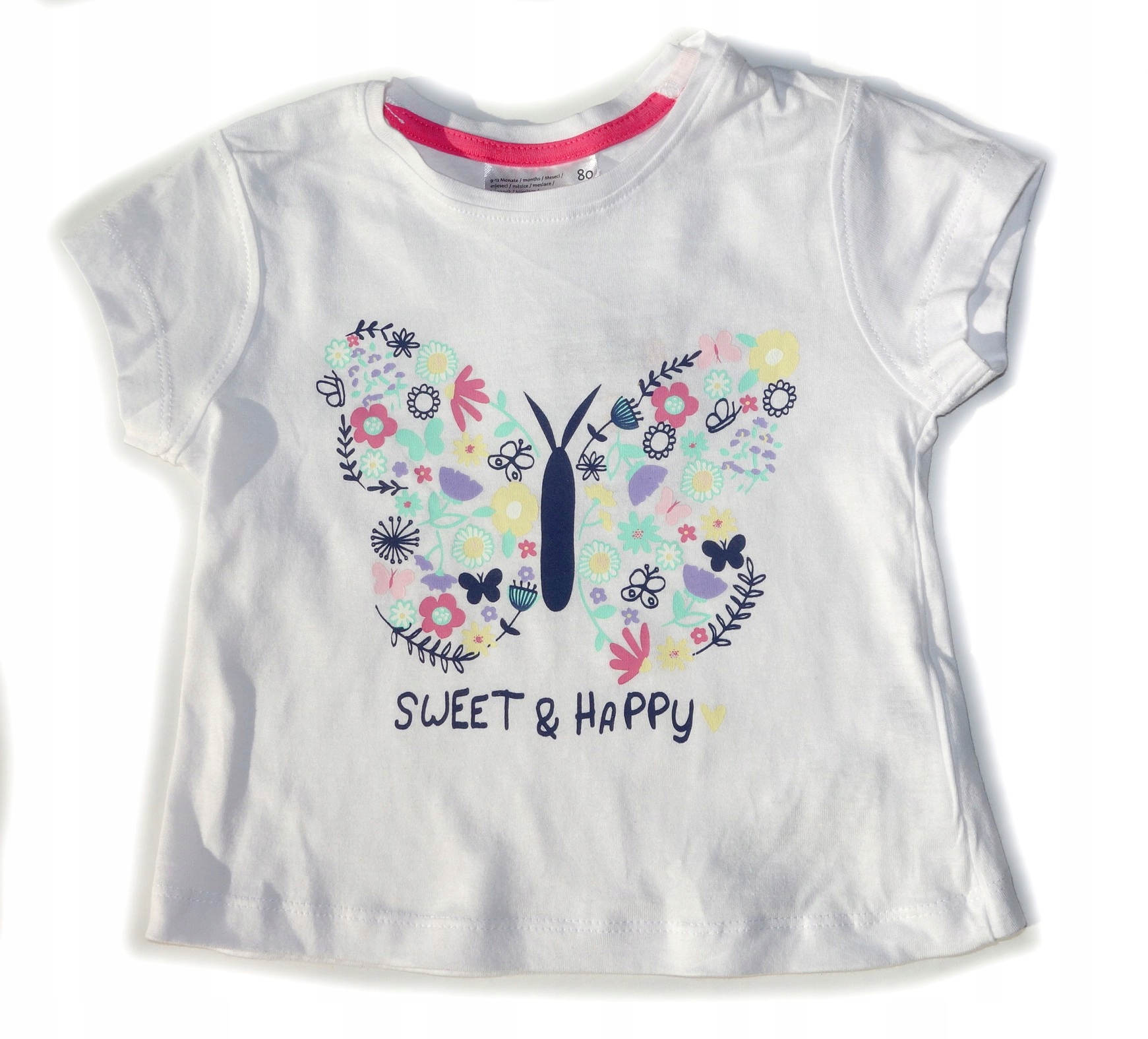 

Koszulka Dziewczęca T-shirt Krótki Rękaw Motyl 80