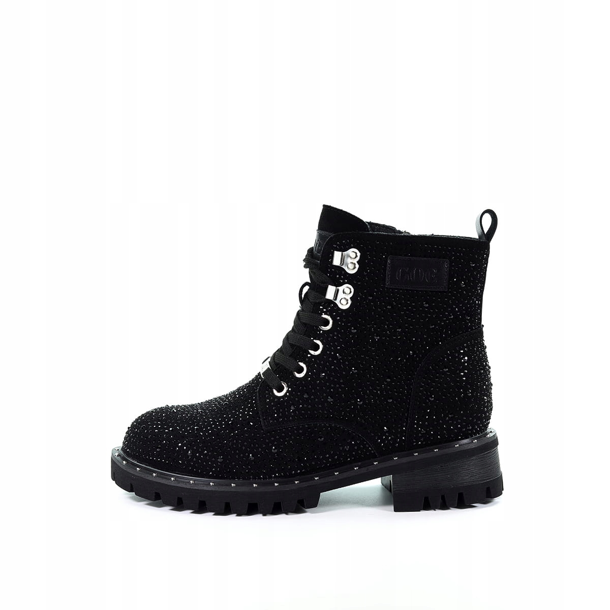 DAMSKIE BOTKI CZARNE Z CYRKONIAMI GOE MM2N4027 38 Rozmiar 38