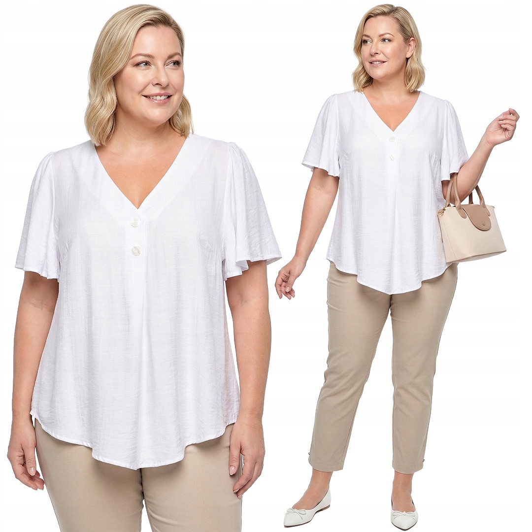 Bílá motýlková halenka s rukávy plus size velikost 56