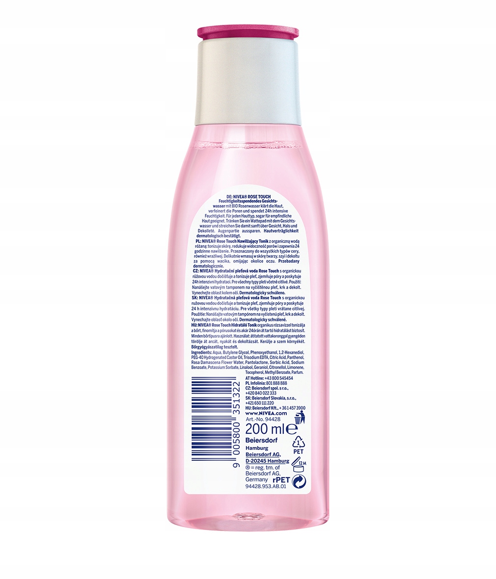 NIVEA ROSE TOUCH Tonik nawilżający do twarzy redukujący pory 200ml Marka NIVEA