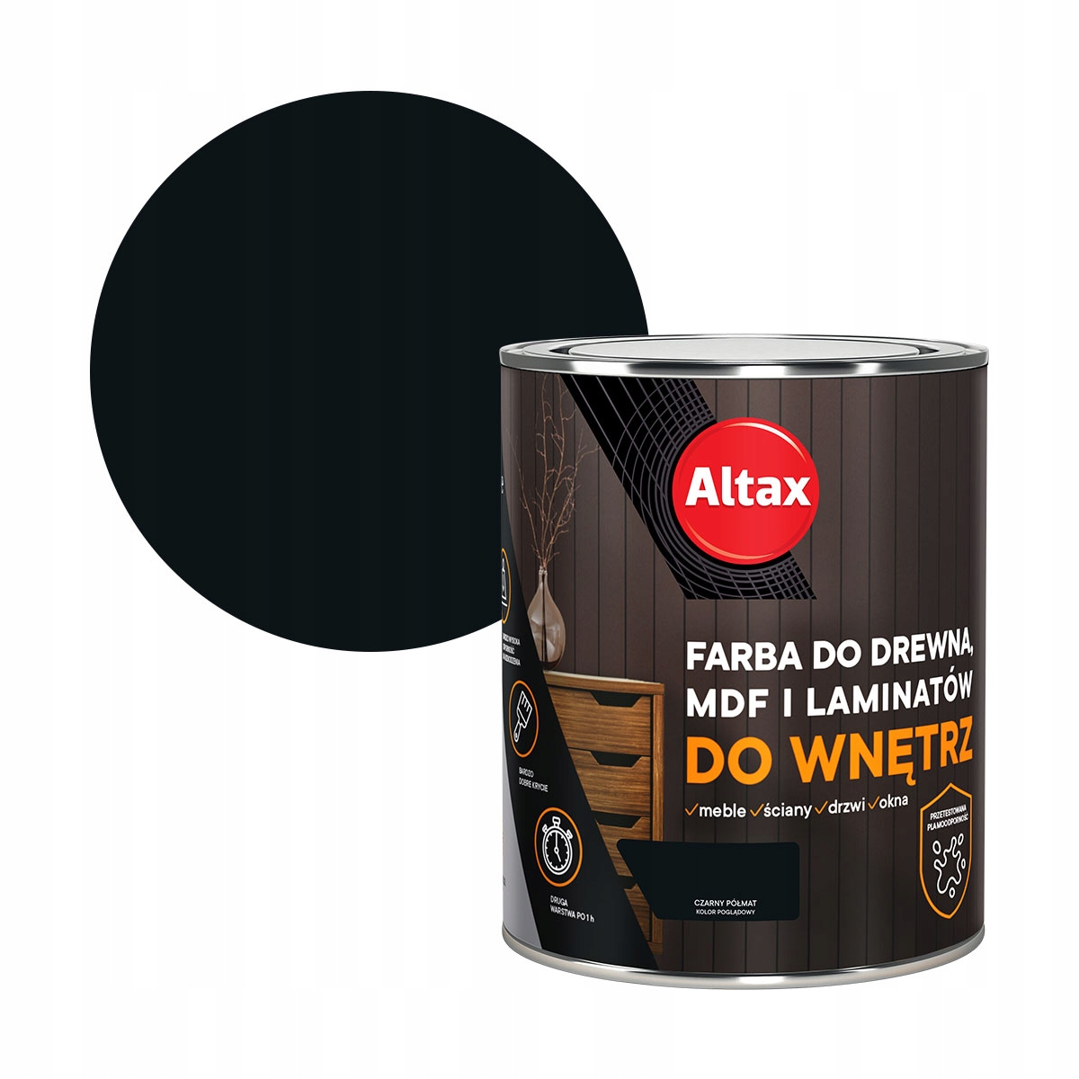 

Altax Farba Do Drewna Mdf 0,75L Czarny Półmat