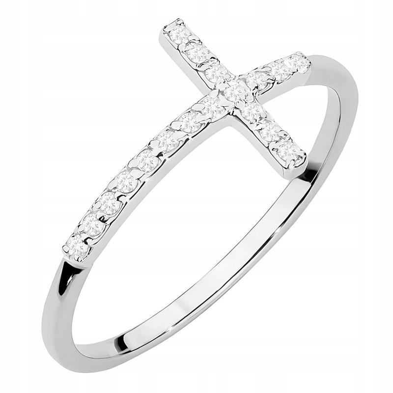 Zlatý Prstýnek pr. 585 Křížek s brilianty 0,09 ct