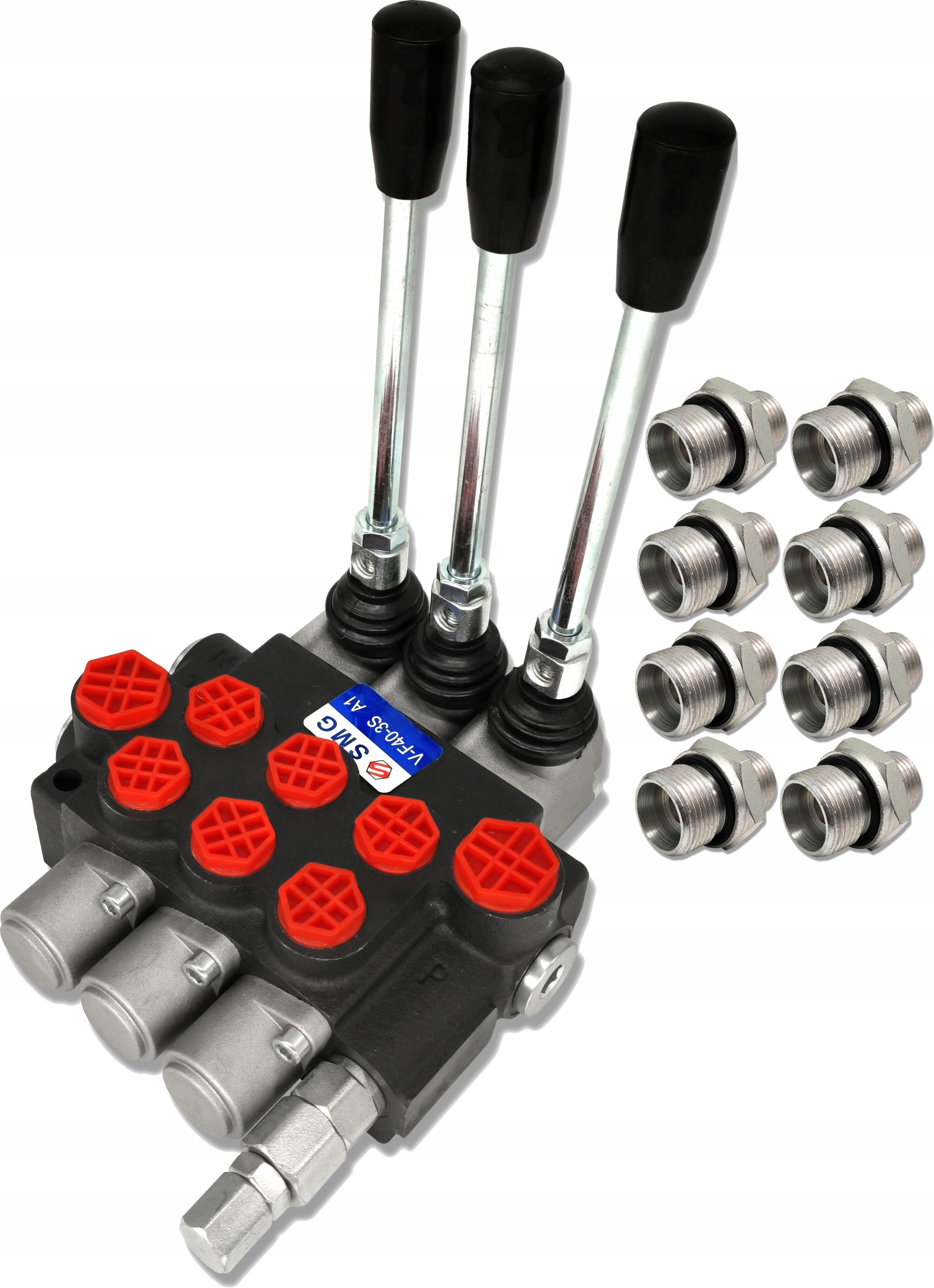 ROZDZIELACZ HYDRAULICZNY 3 SEKCYJNY 40L +PRZYŁĄCZA