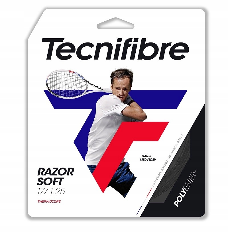 Naciąg tenisowy Tecnifibre Razor Soft set. 12 m. black 1,30 mm