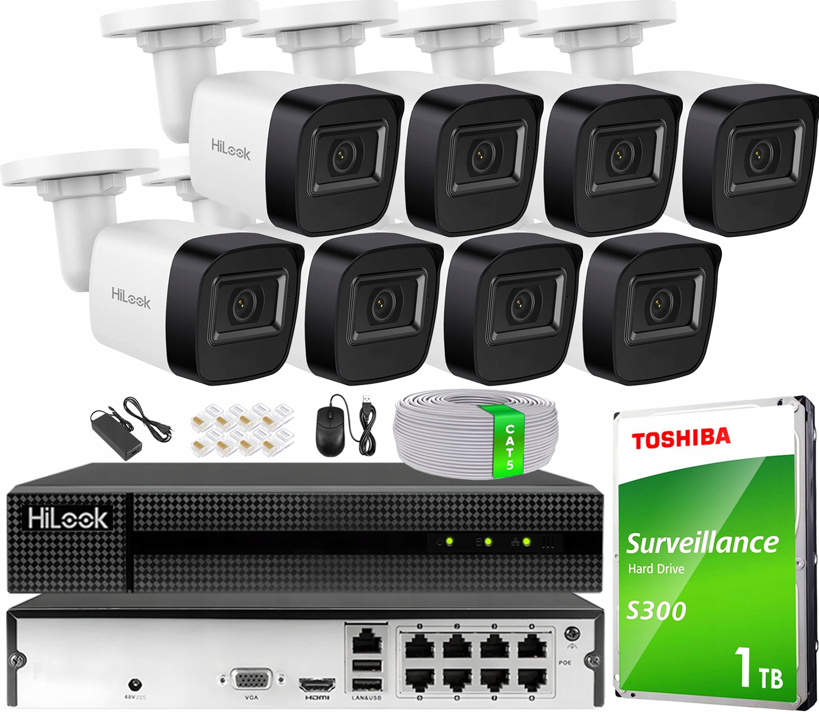 Ip monitorování Komplet 8 kamer 4Mpx PoE Den Noc Záznamník Disk 1TB
