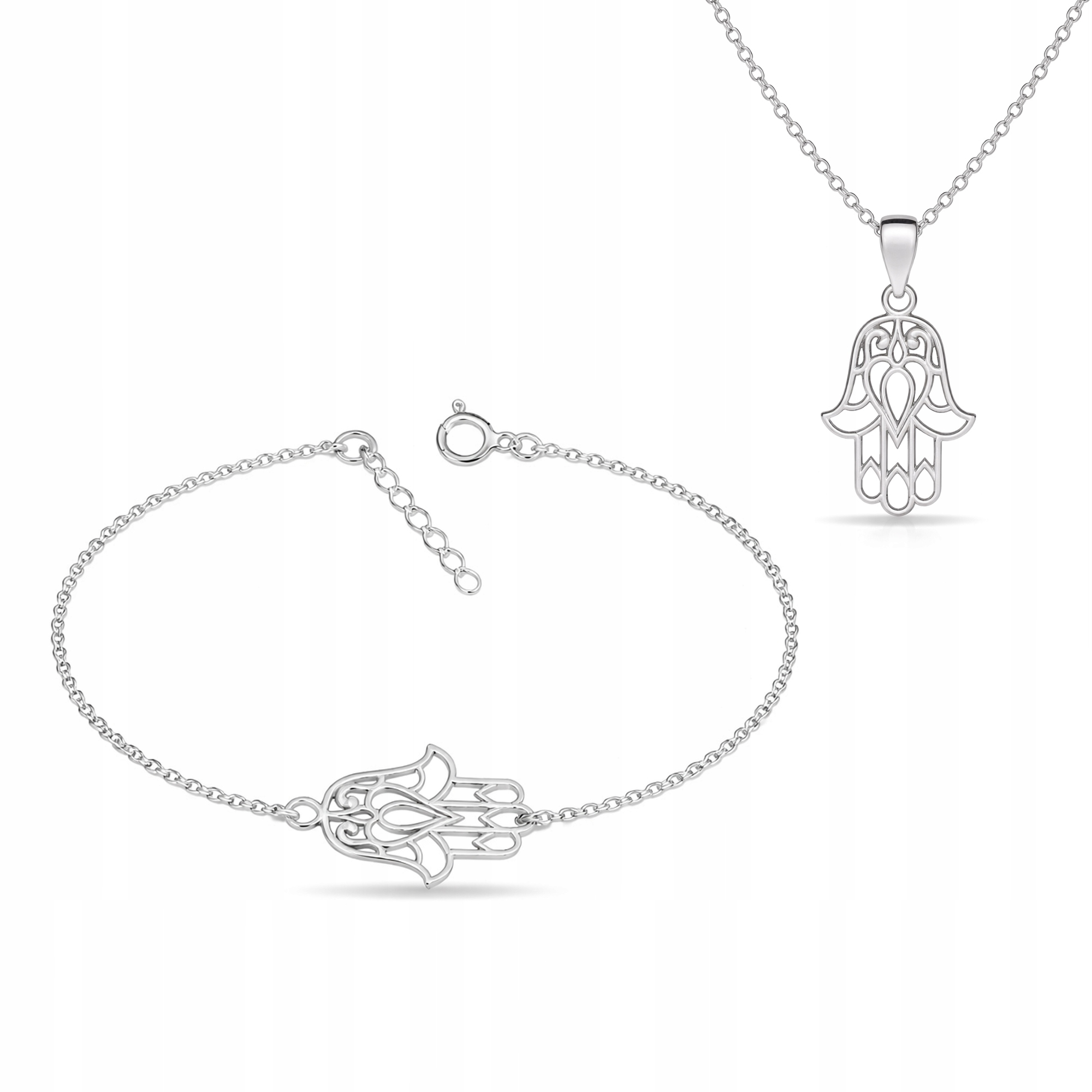 Ruka Fatimy Hamsa Stříbrný set šperků rolo stříbro 925
