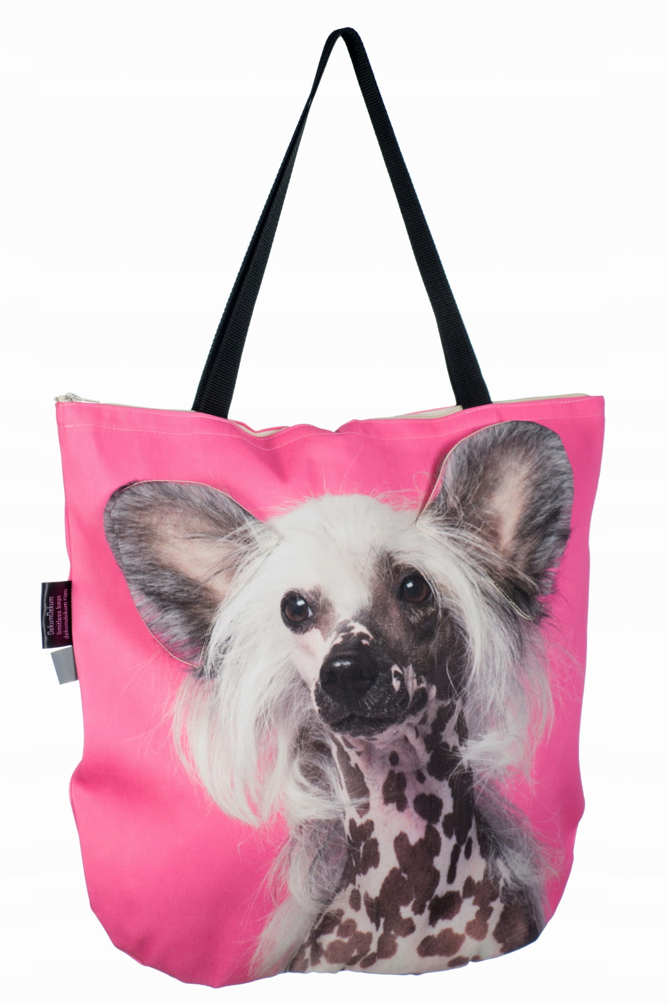 Taška 3D kabelka psem Hřívačem Čínským Hřívačem na rameno se zapínáním