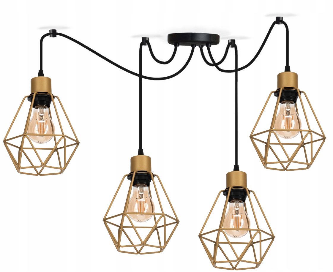 

Pająk Lampa Wisząca Żyrandol Gold 4 Diamond