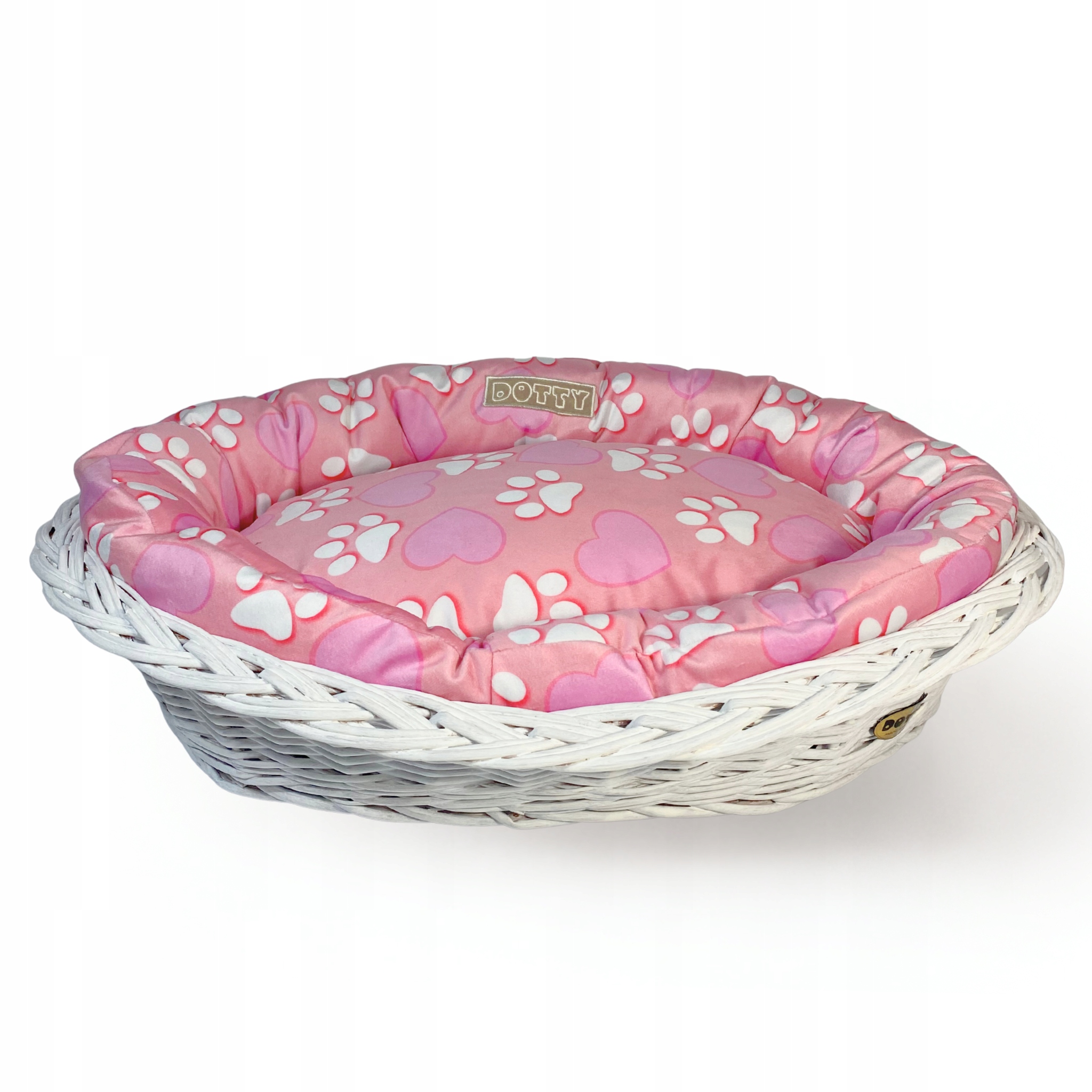 Levně Pelíšek pro psa kočku, bílý proutěný košík s pelíškem Dotty