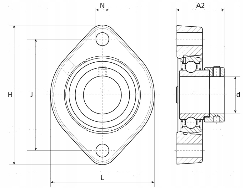 NTN SNR Zespół łożyskowy 2 śruby 35mm 2RS