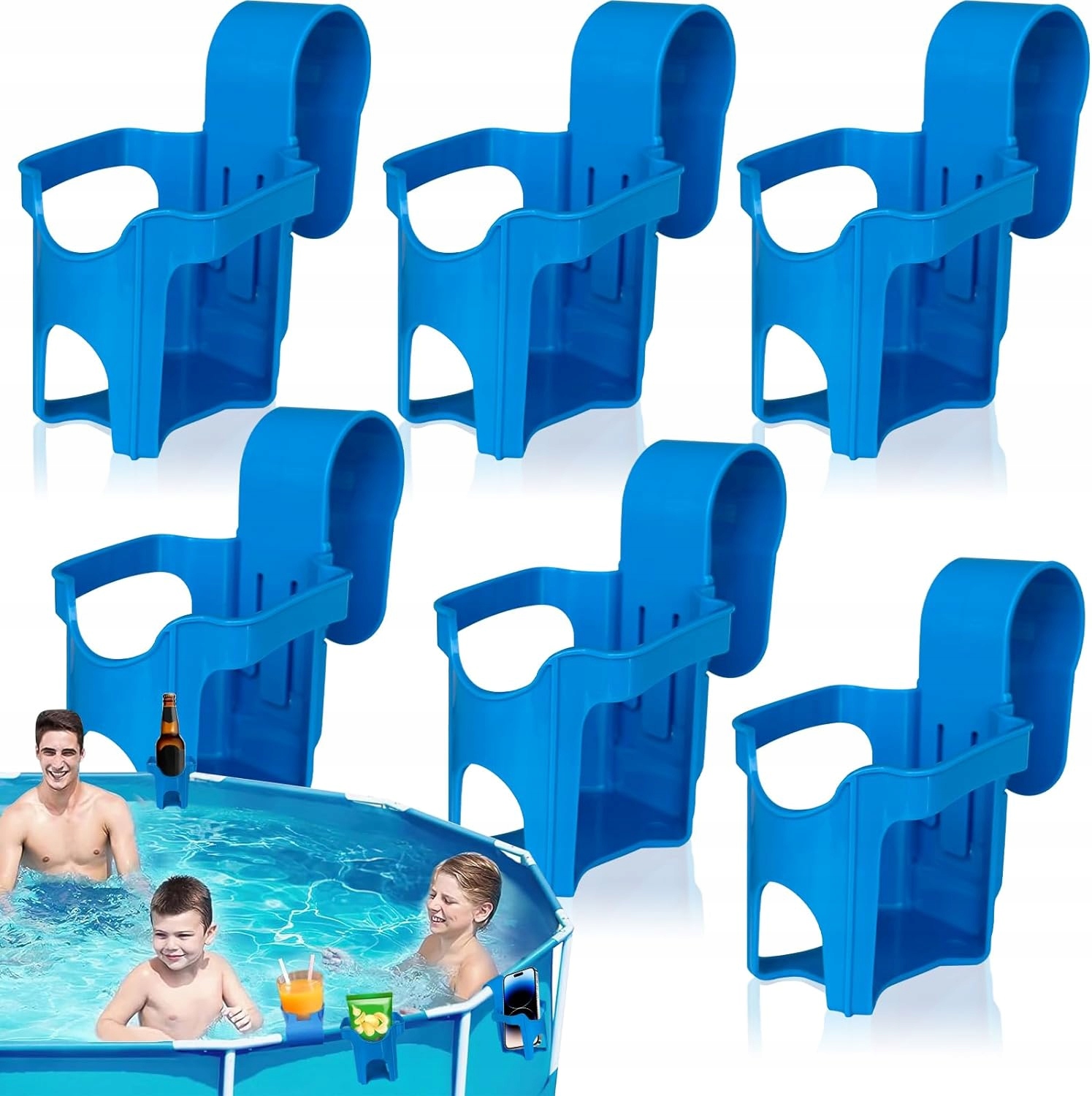 Uchwyty na Napoje do Basenu 6 szt. Plastikowe Akcesoria Niebieskie