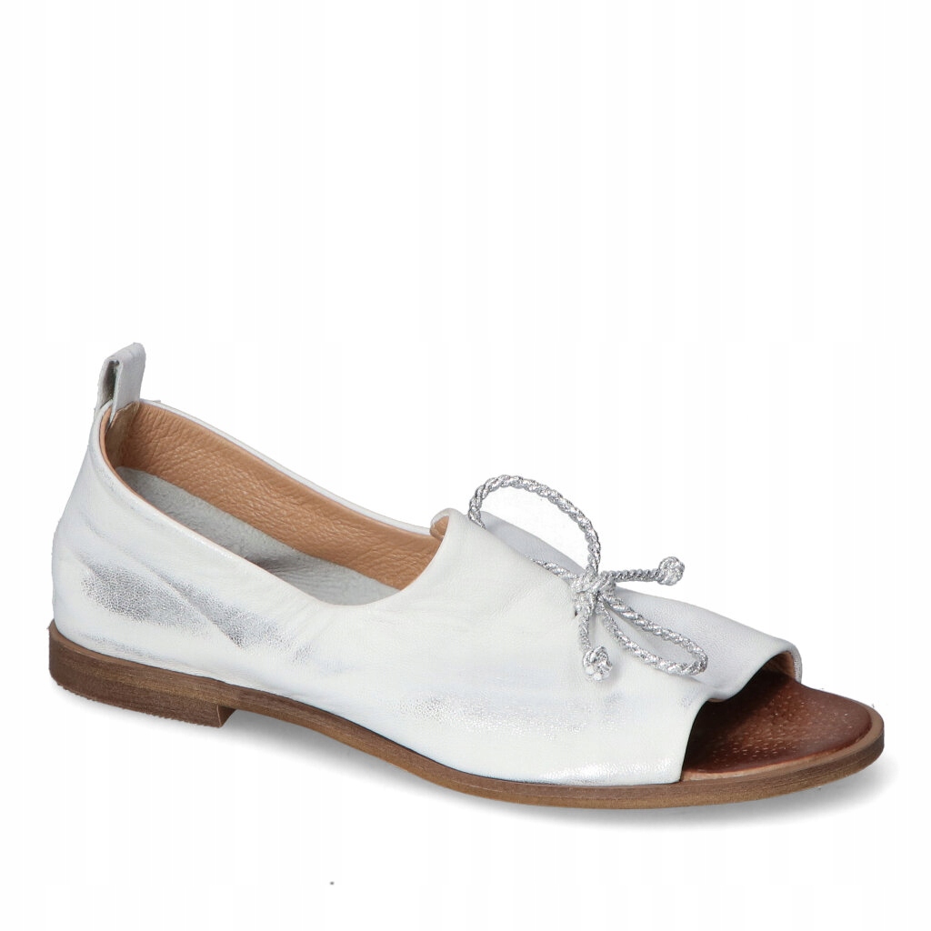 Dámské polobotky Nicole stříbrné přetíratelné s odhalenými prsty, kožené