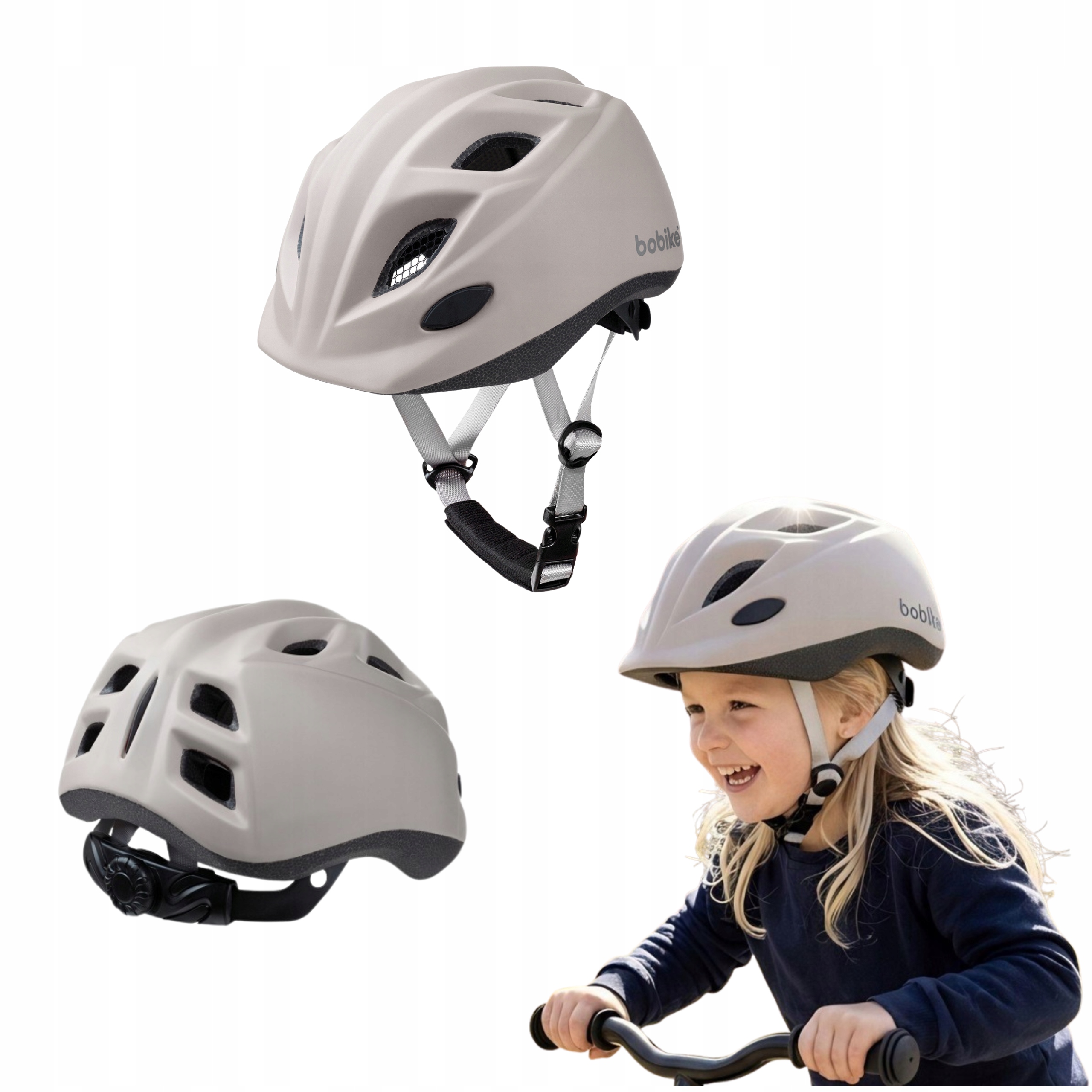 Kask rowerowy dziecięcy regulowany S 52-56 cm beżowy Vanilla Bobike