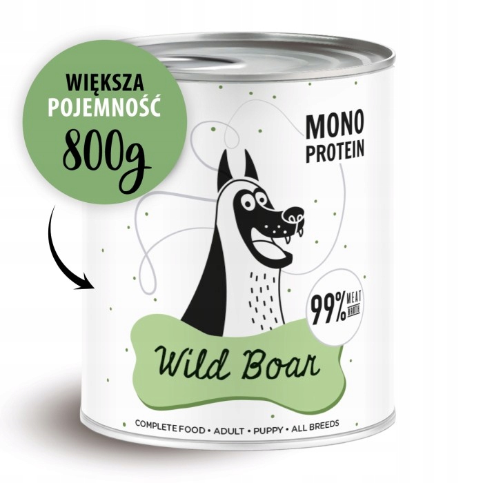Levně Mokré krmivo pro psy Paka Zwierzaka Pepe Wild Boar 99% zvěřina 6x800g