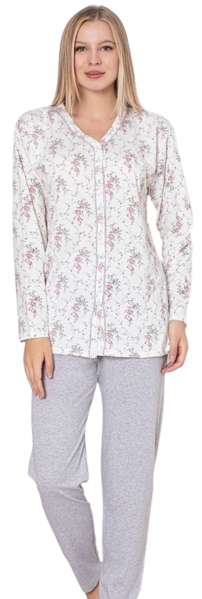 Elegantní Rozepínací Pyžamo Se Zapínáním Na Knoflíky Dlouhé Kalhoty 4XL