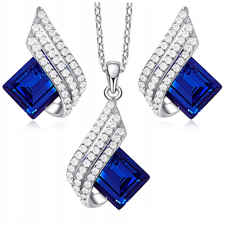 Sada stříbrných šperků 925 Náušnice Náhrdelník Sada Dárek k výročí