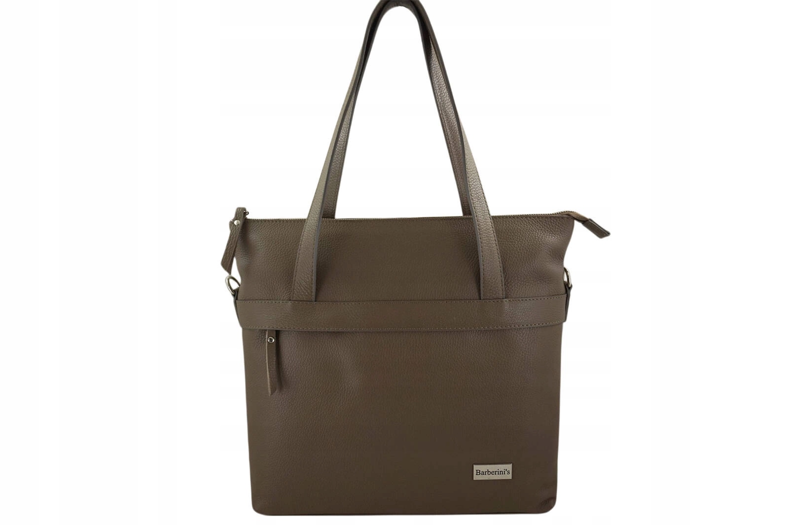 Kožená kabelka shopper přes rameno béžová tmavá