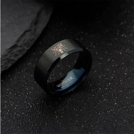 WITHER Czarny Pierścień Sygnet DLA MIŁOŚNIKÓW STAL Marka Emigmat