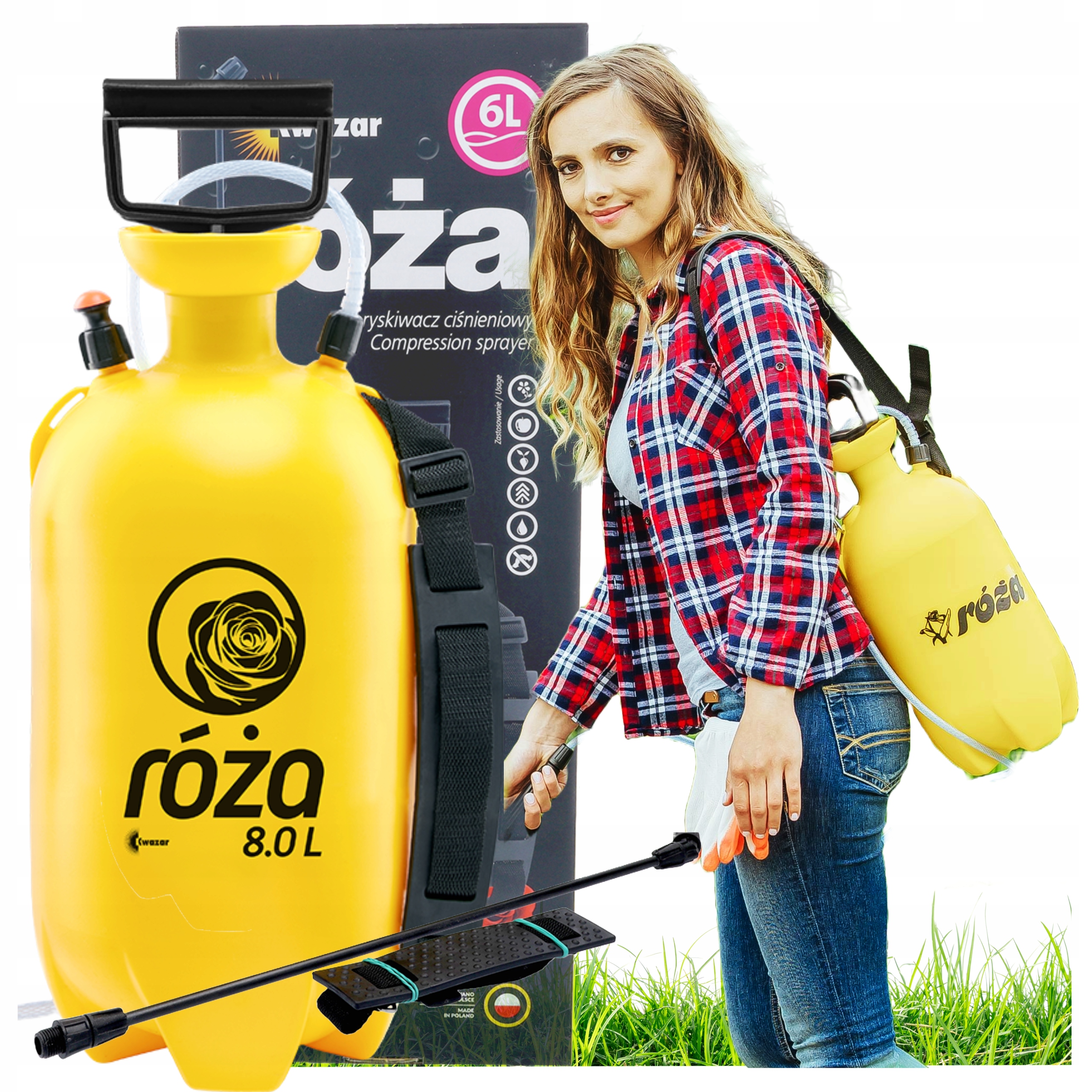 Opryskiwacz 6L Róża Ciśnieniowy Ogrodowy Ręczny Lanca 50cm Kwazar
