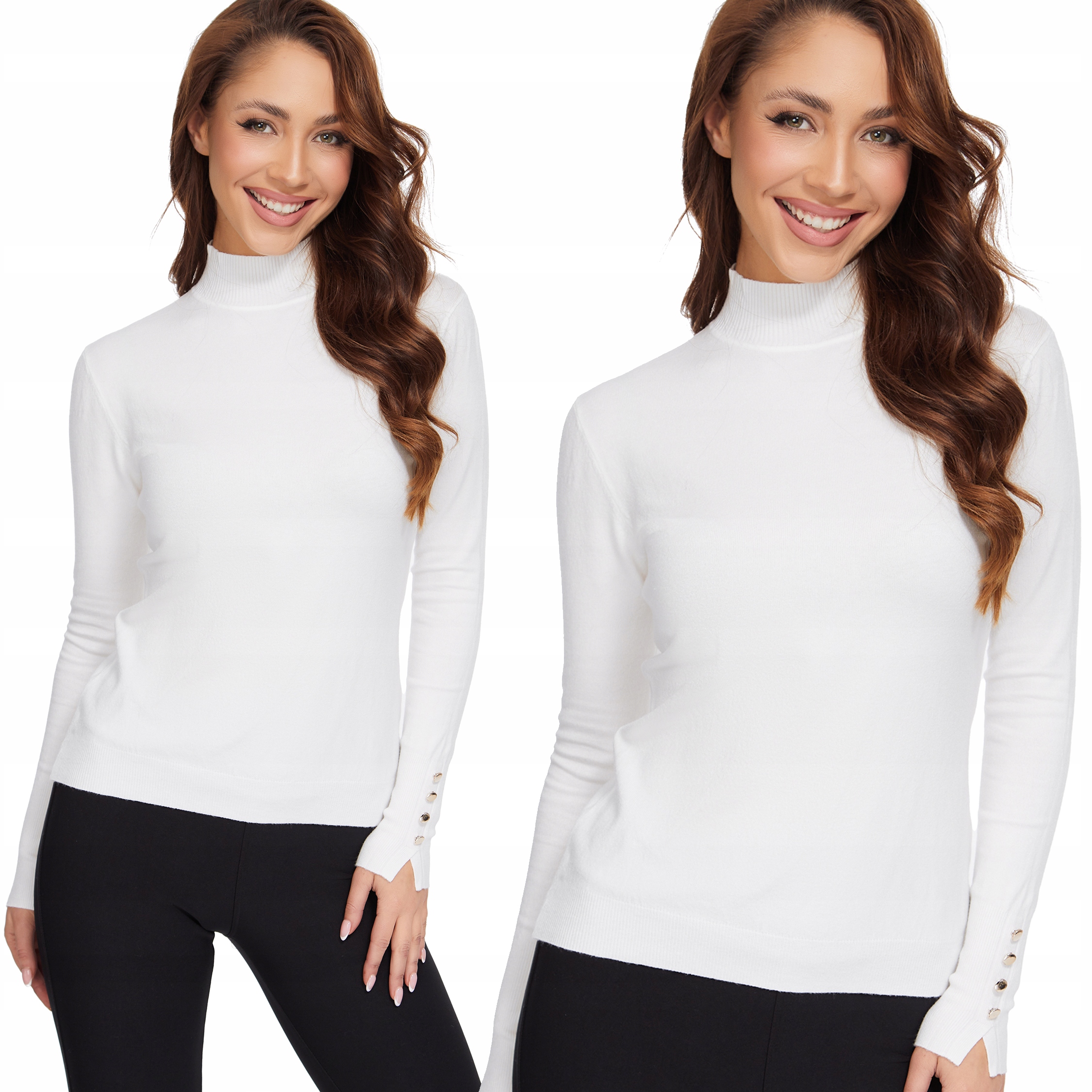 062_ M/L _KLASYCZNY SWETEREK PÓŁGOLF DAMSKI Wzór dominujący bez wzoru