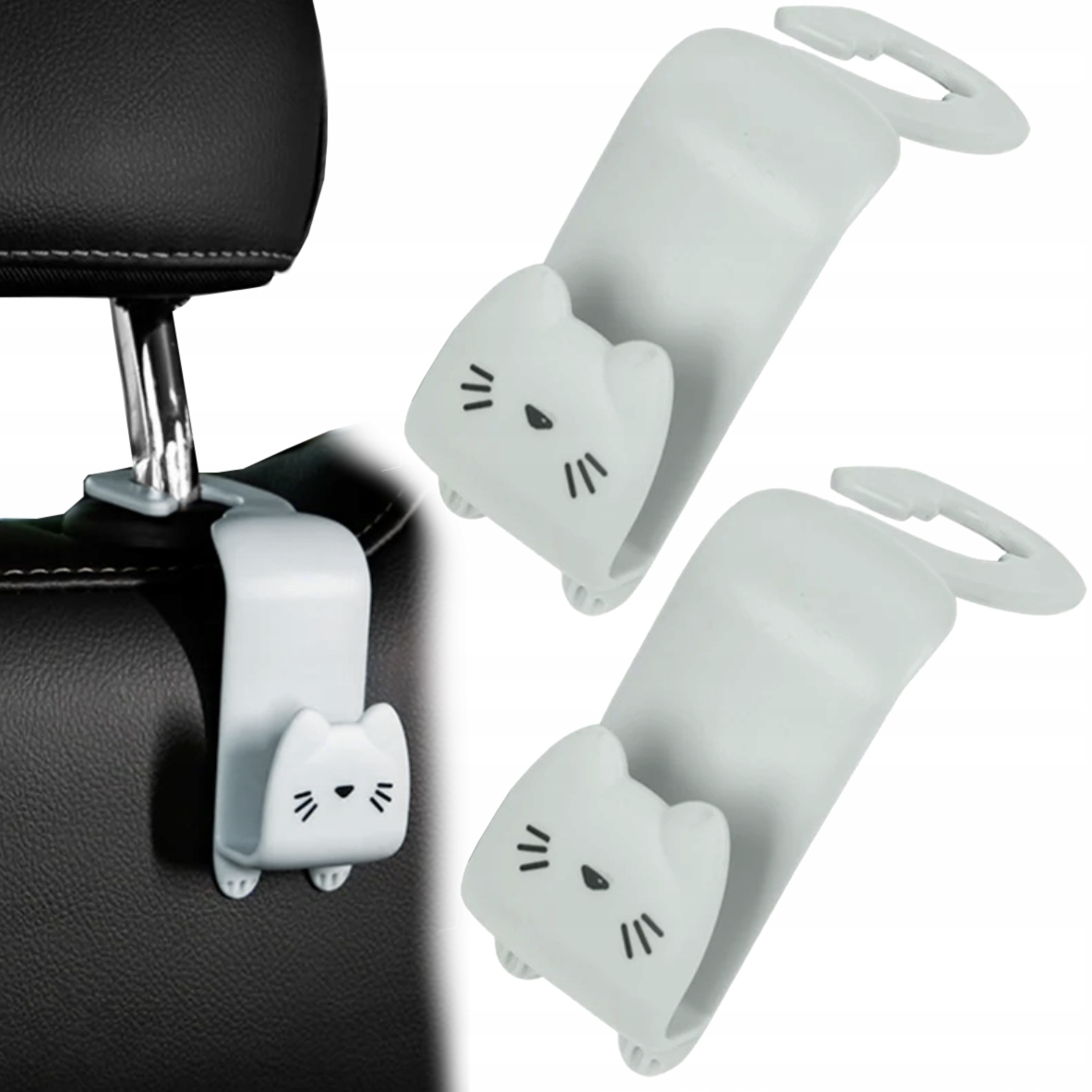 2x Kotek Wieszak Hak Do Samochodu Auta Na Zagłówek Fotel Na Torebkę Zakupy