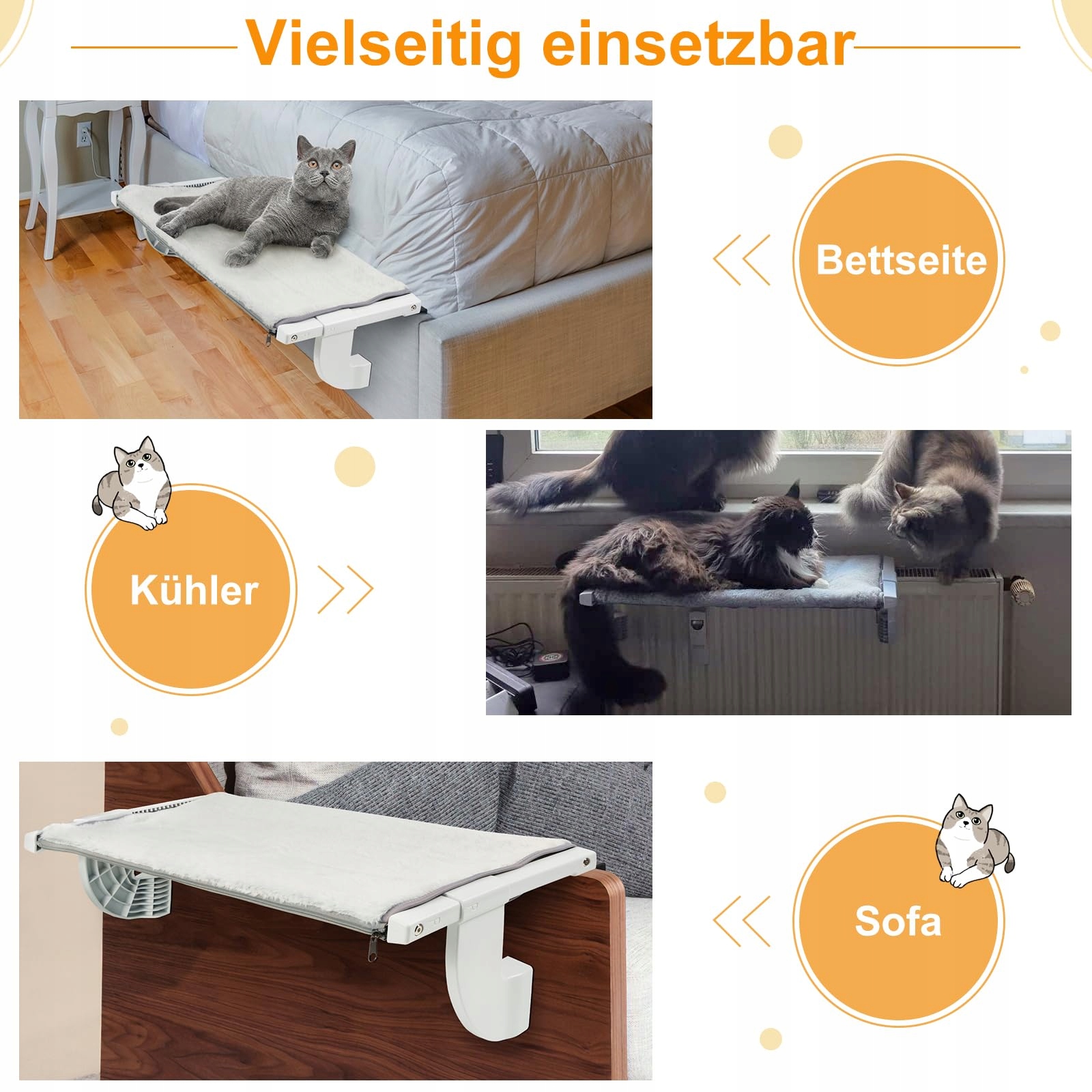 GUUSII HOME Legowisko Dla Kota Na Kaloryfer Okno 56x34.5cm Hamak Dla Kota — miniatura 4