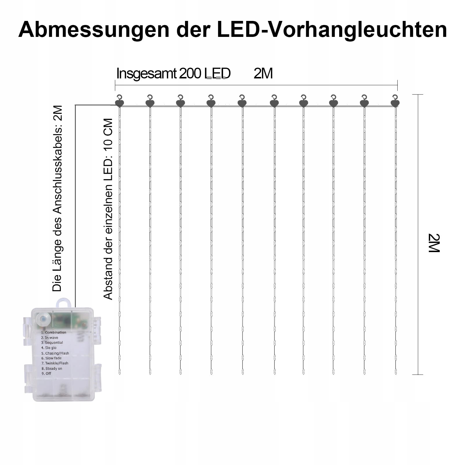 DBFAIRY KURTYNA ZASŁONA GIRLANDA ŚWIETLNA LAMPKI OZDOBNE 2x2M 200LED — miniatura 5