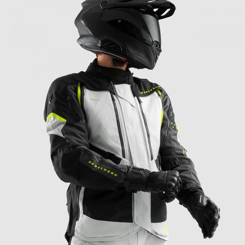 Textilná Motocyklová Bunda Rebelhorn Hardy 3.0 Black Grey Fluo Yellow 7XL