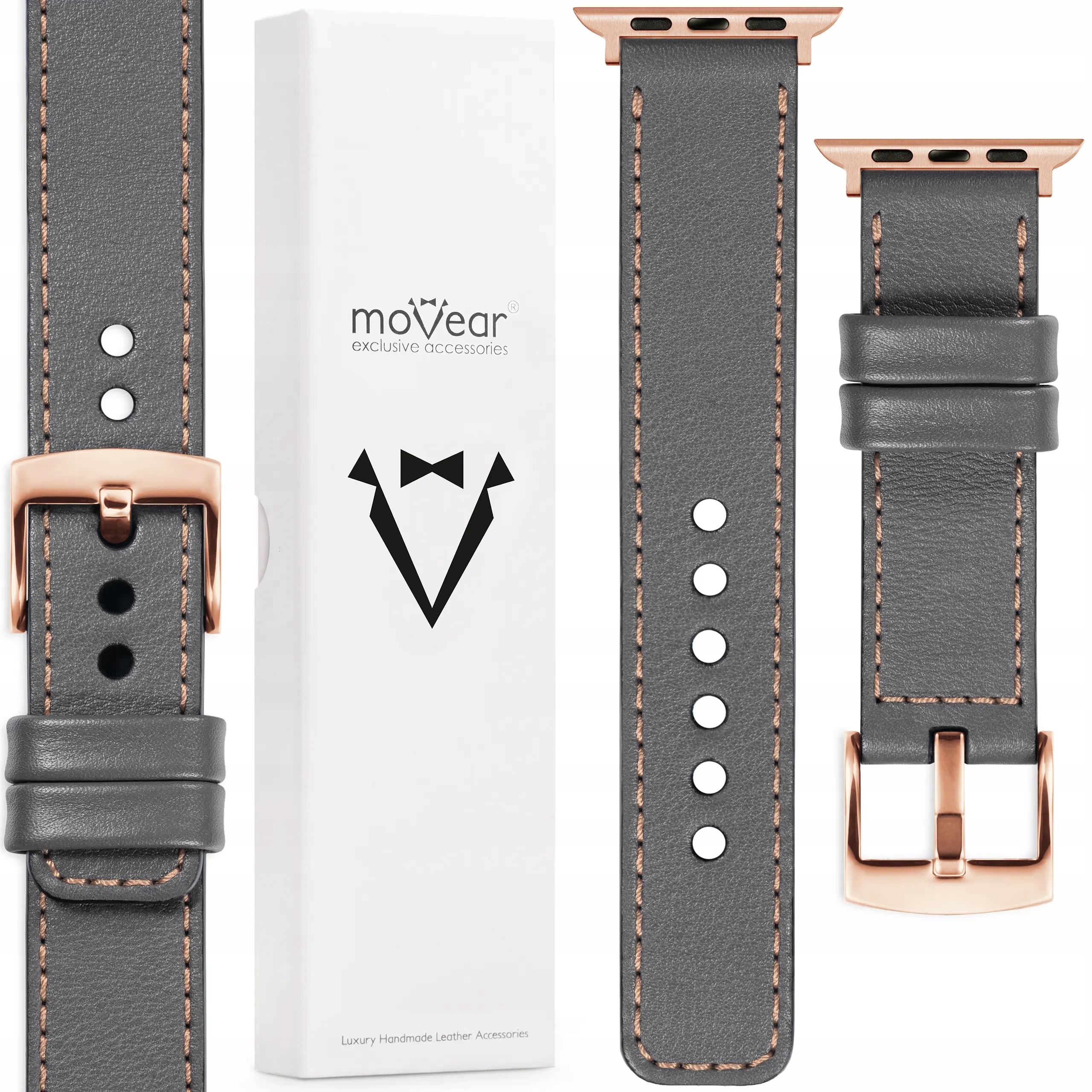 Kožený řemínek pro Apple Watch 42/41/40/38 mm Šedý Elegantní