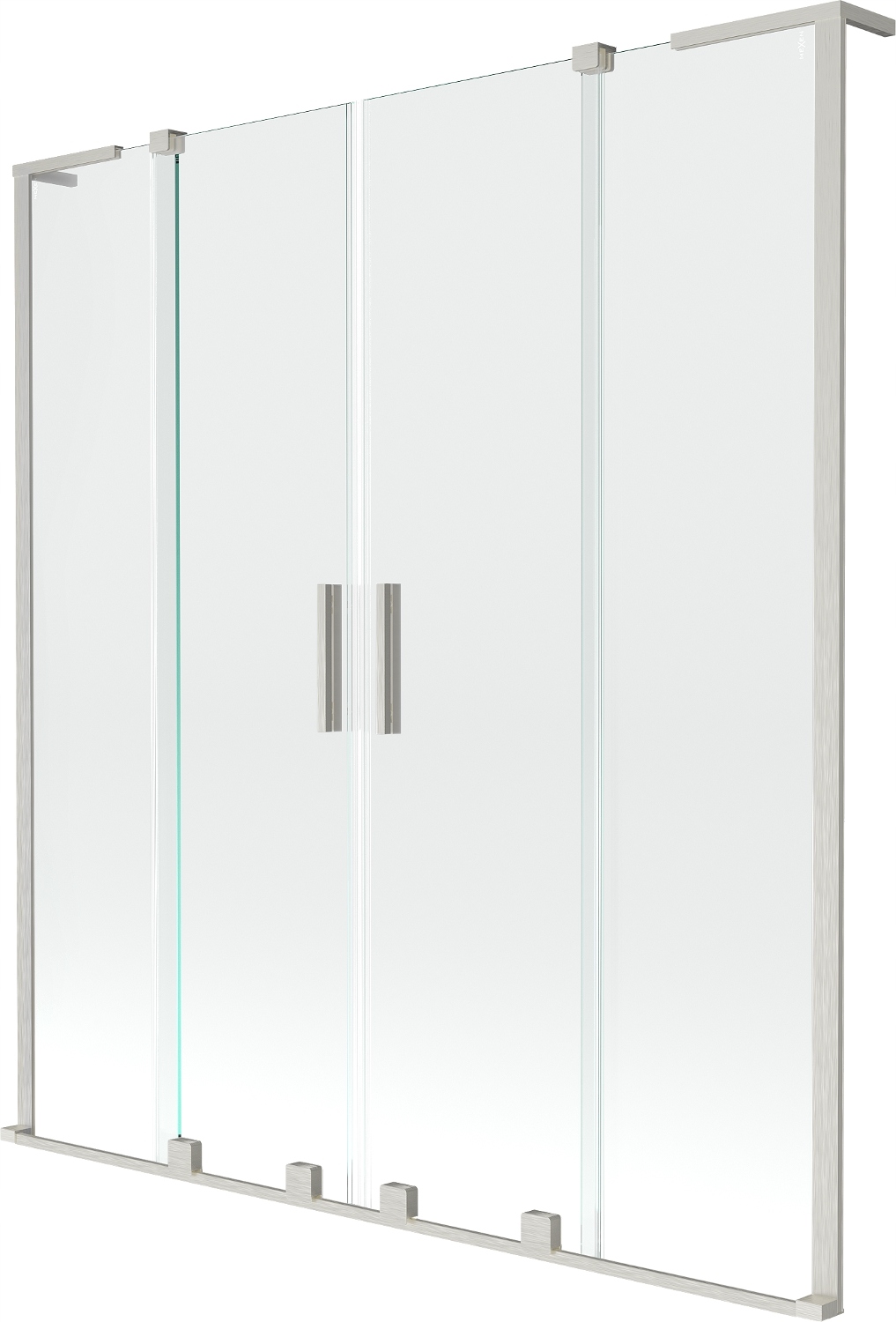 Mexen Velar L Duo 2-křídlý vanový paraván 160x150 cm, průhledný, kartáčovan