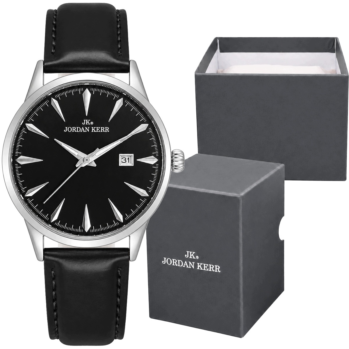 Pánské kožené hodinky Jordan Kerr M5007-02 černé