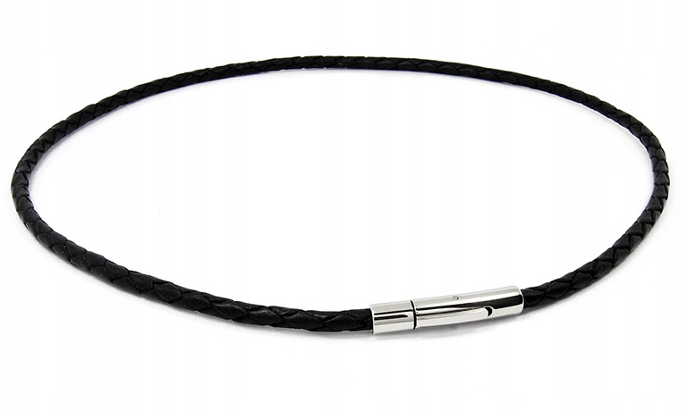 MĘSKI NASZYJNIK RZEMIEŃ SKÓRA NATURALNA STAL CHIRURGICZNA 316L 50cm-4mm ZT Stan opakowania oryginalne