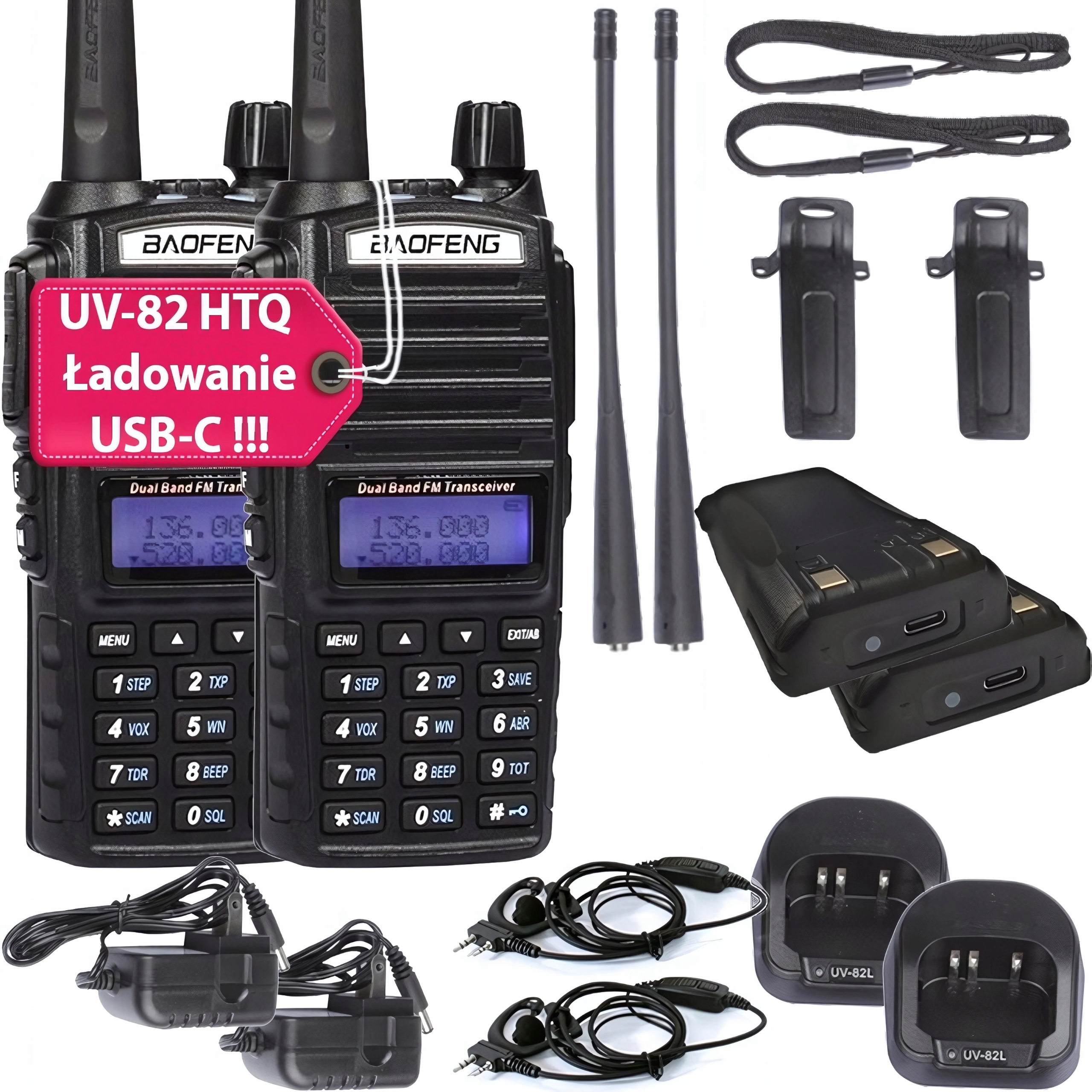 Baofeng UV-82 Htq Usb-c 2800mAh Vysílačka Radiotelefon Walkie Talkie