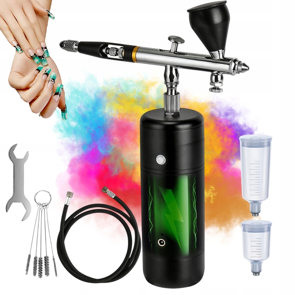 Sada airbrushů pro líčení a dekoraci se 3 kelímky a 5 kartáči