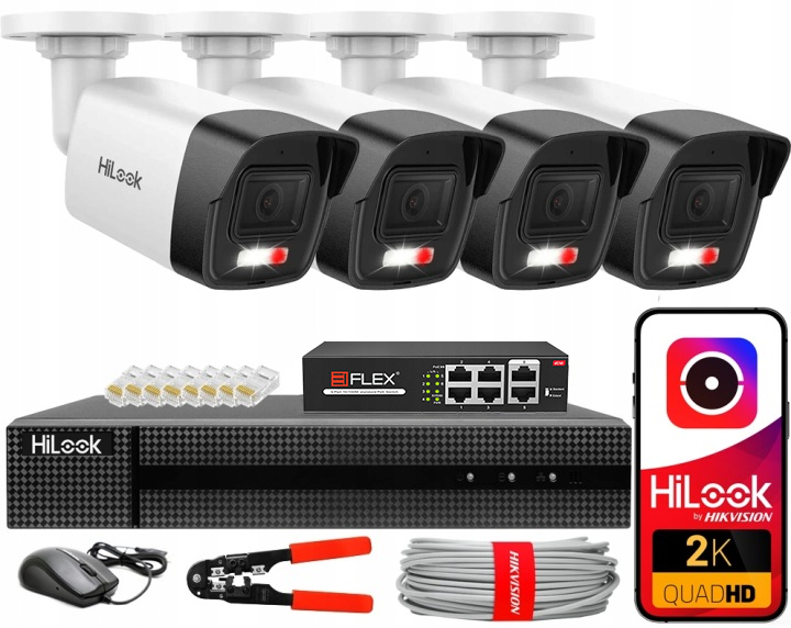 Sada na monitorovanie 4MPx Hikvision PoE Externá 4 kamery IPC-B140HA-LUC