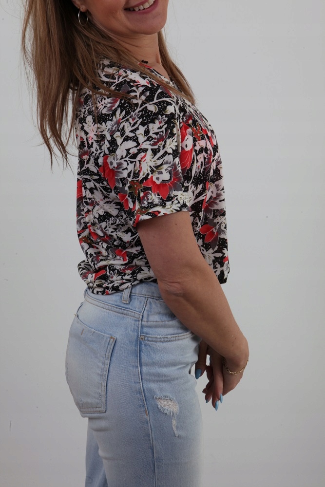 LEKKA BLUZKA ZWIEWNA MAŁE KWIATY KWIATKI KOLORY XL Marka inna