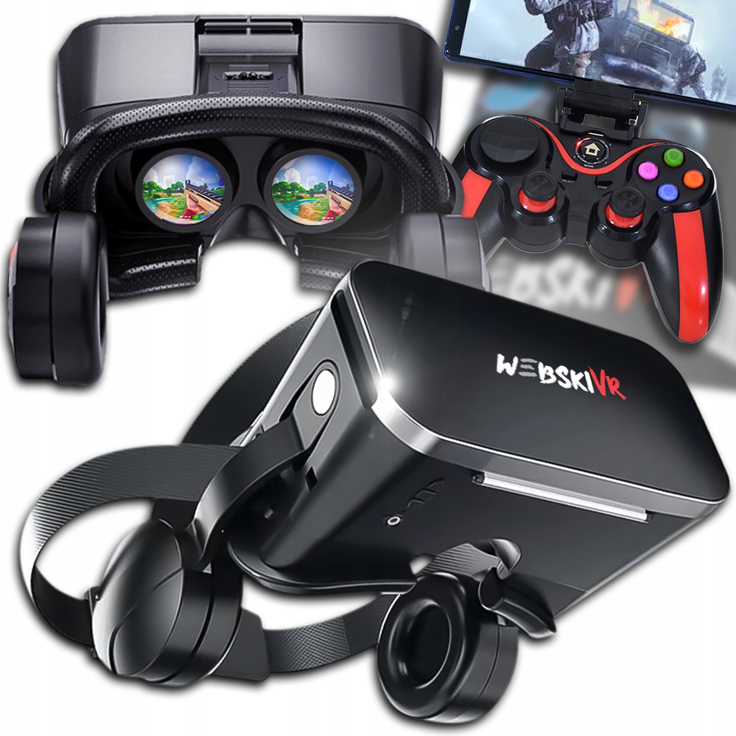 Brýle Vr 3D S Bezdrátovými Bluetooth Sluchátky Gamepadový Ovladač
