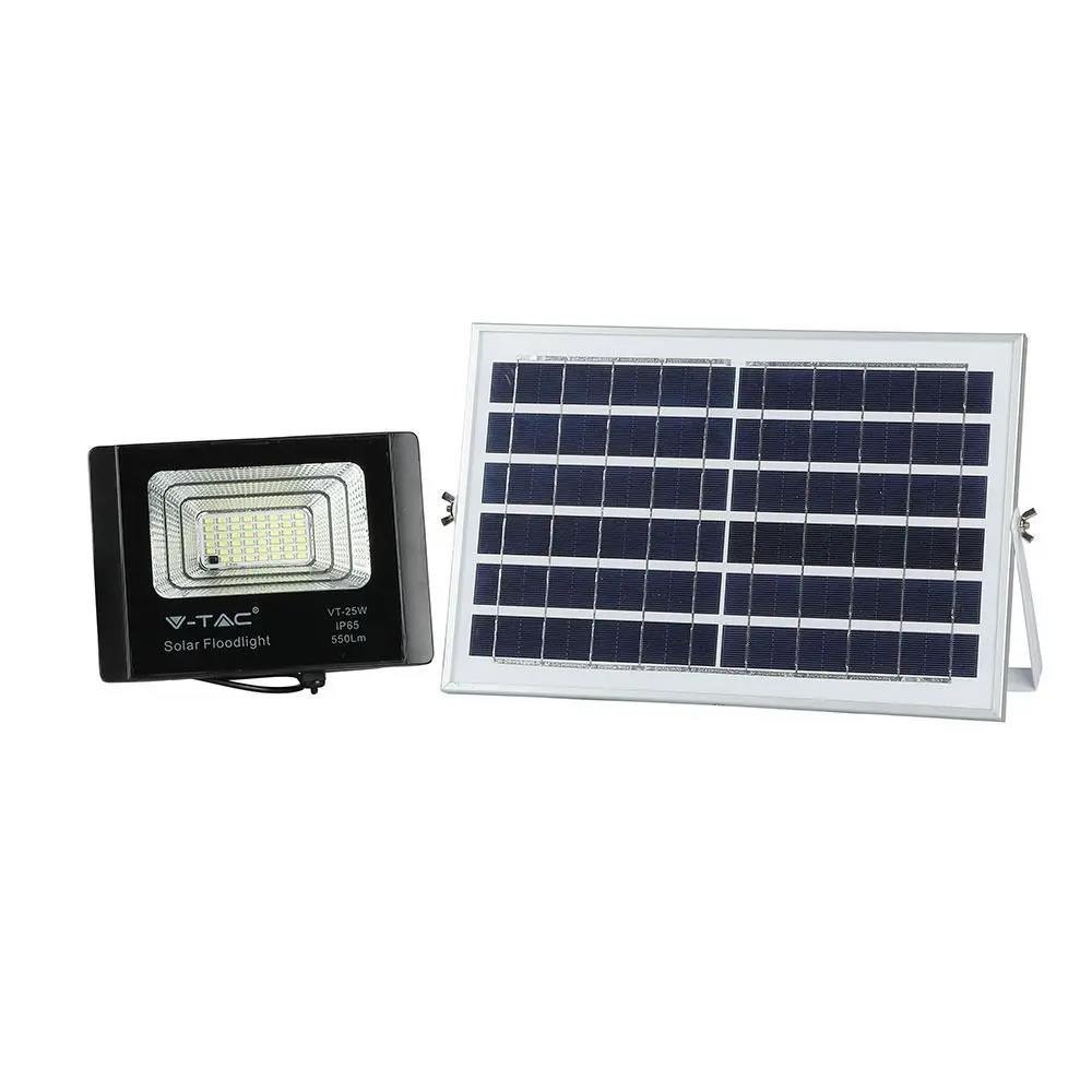 Solárny Led projektor V-tac 12W čierny IP65 diaľkový ovládač časovač VT-25W 4000K 550lm