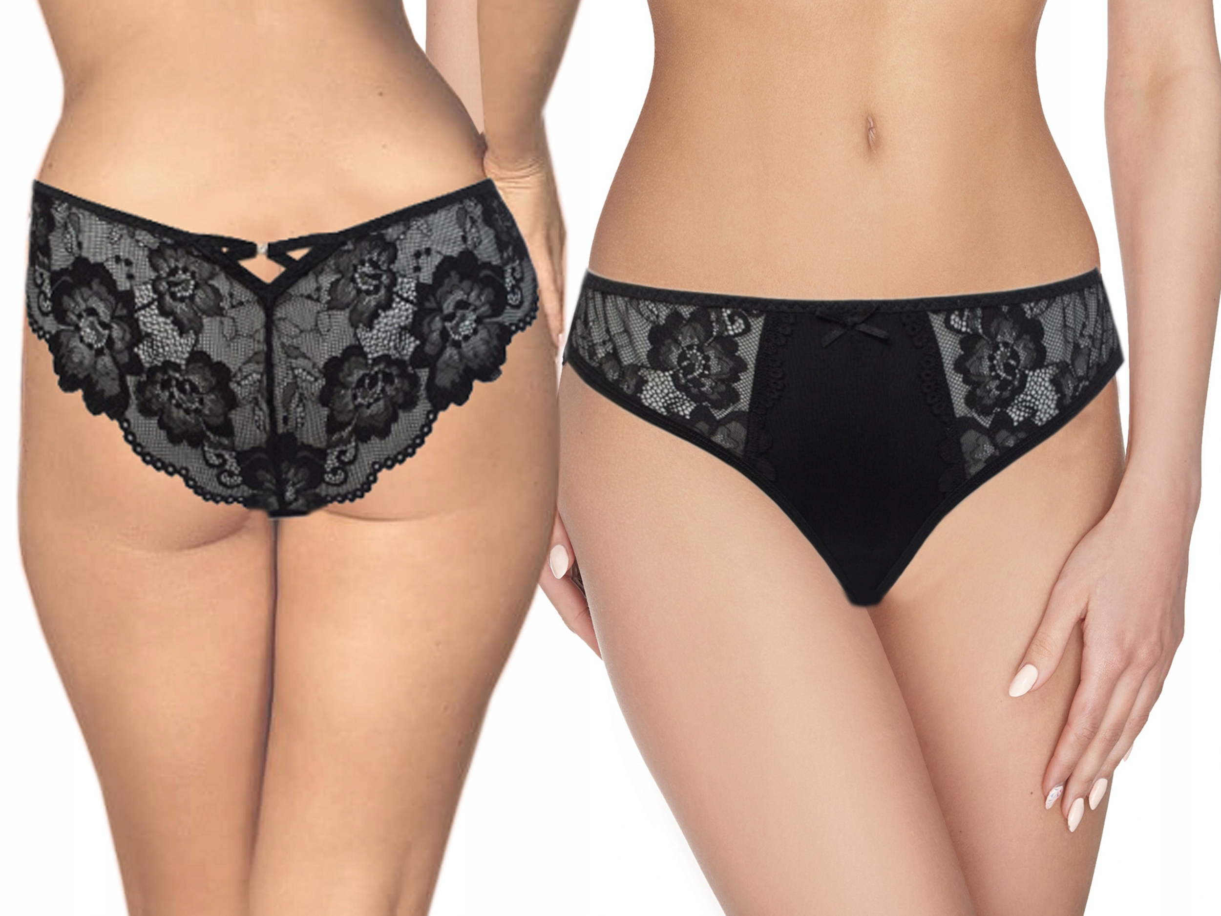 

Ewana 006 Koronkowe Delikatne Stringi Czarny XL