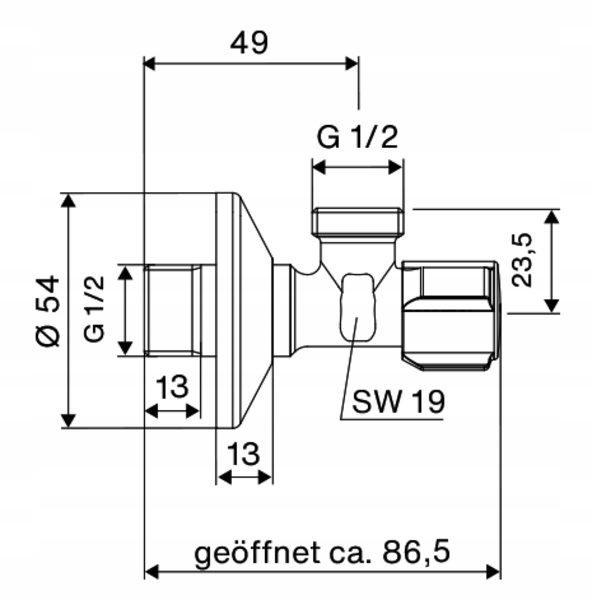 ZAWÓR KĄTOWY SCHELL COMFORT 1/2 x 1/2 052170699 Stan opakowania oryginalne