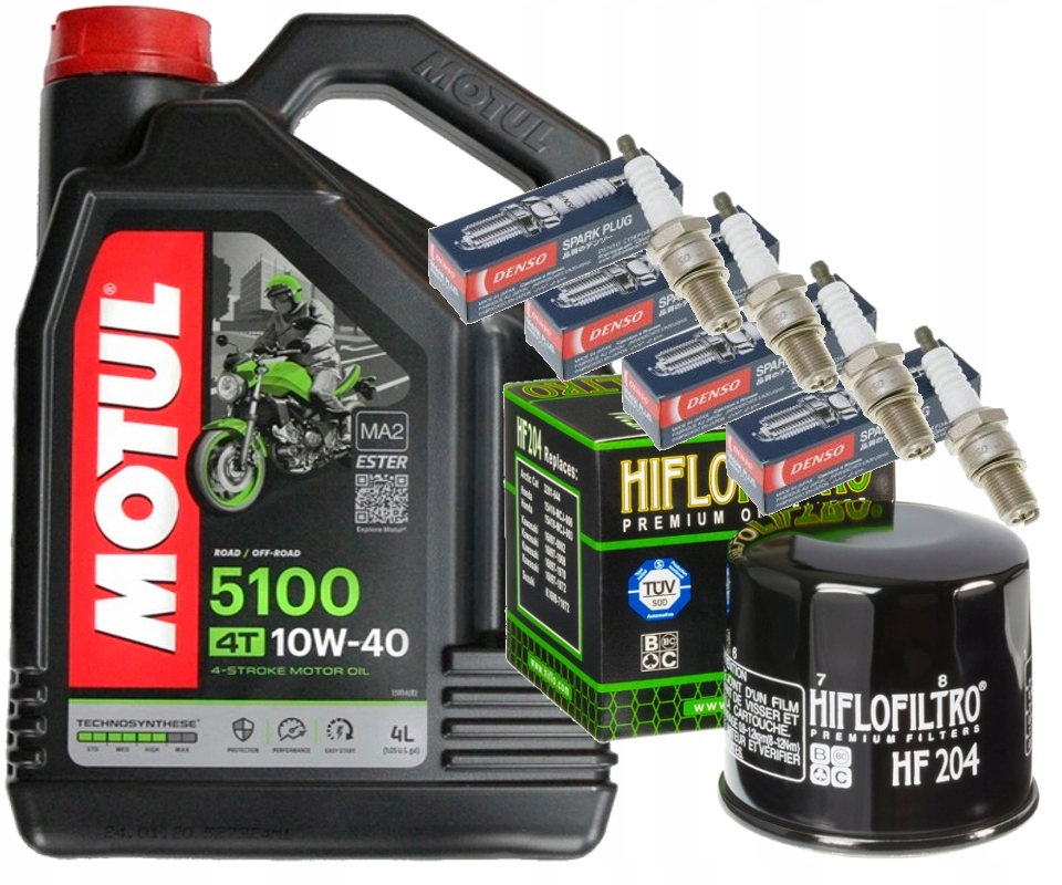 ZESTAW OLEJ MOTUL 5100 10W40 4L FILTR ŚWIECE HONDA CBF 600 04-12