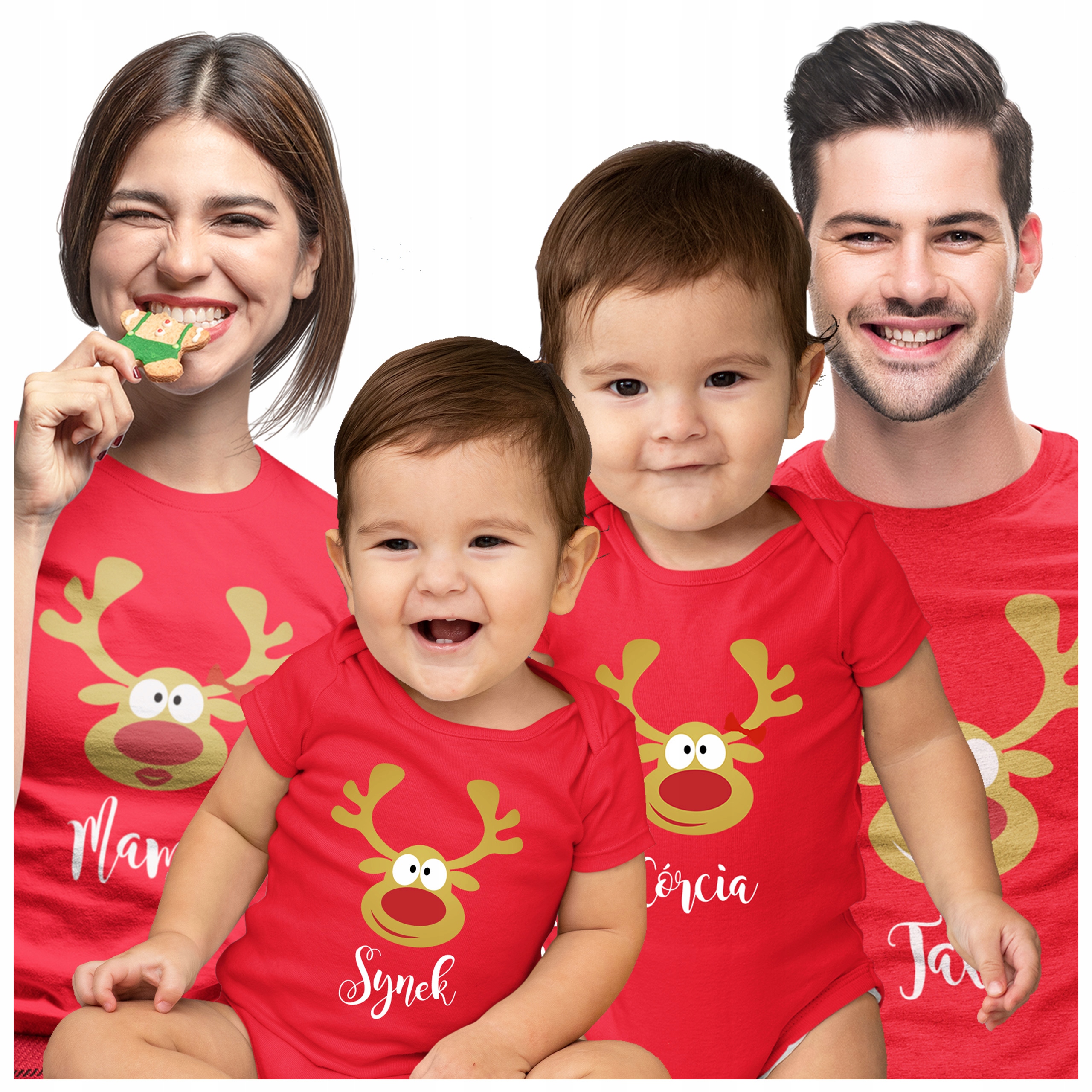 Vánoční trička dárek pro celou rodinu, komplet triček se sobem