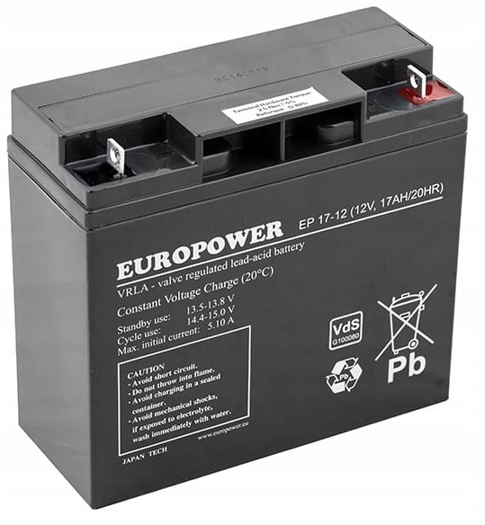 

Akumulator Agm Europower Ep 12V 17Ah EP17 12