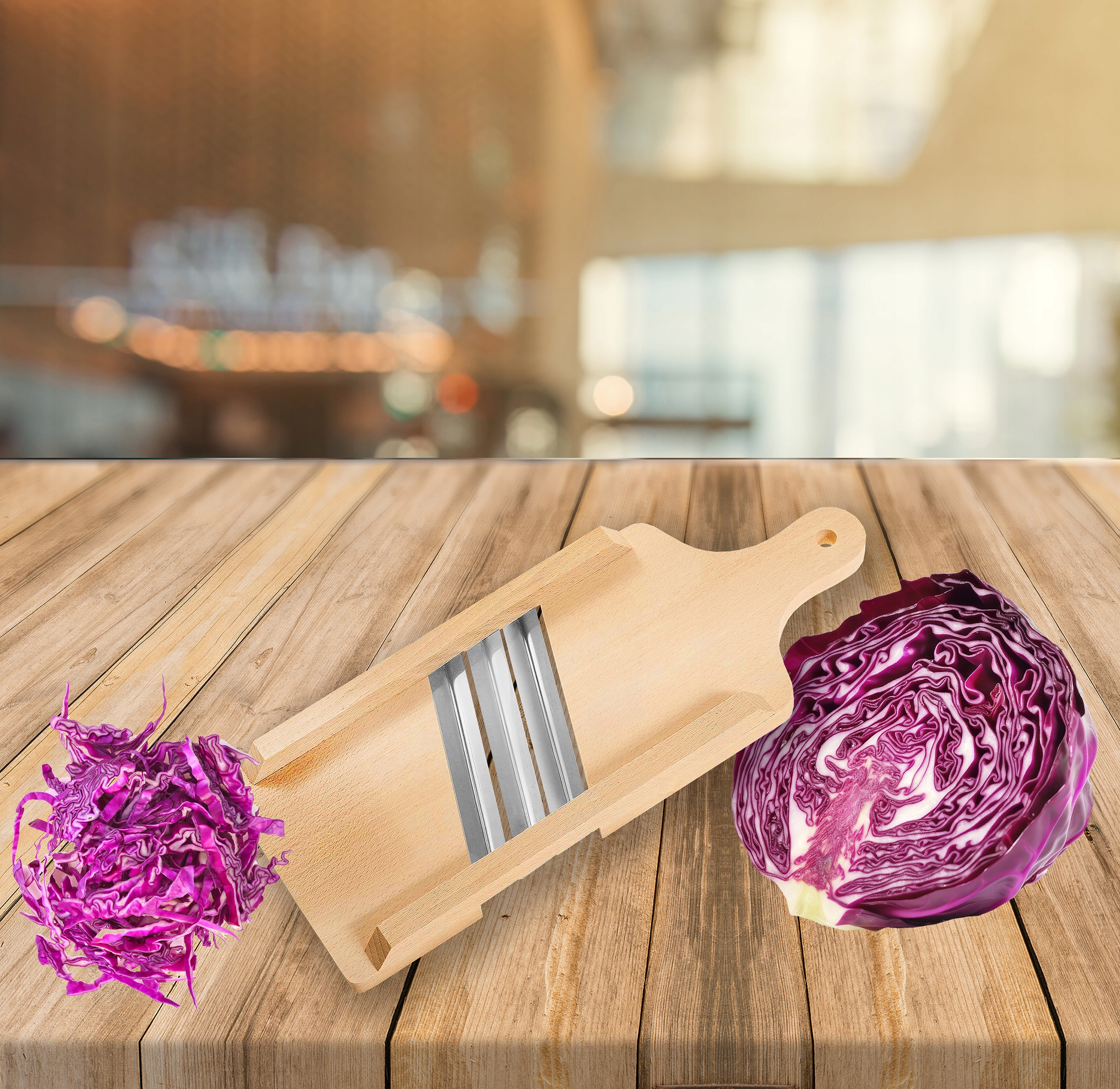 SZATKOWNICA TARKA DO WARZYW KAPUSTY DREWNIANA STAL Stan opakowania oryginalne